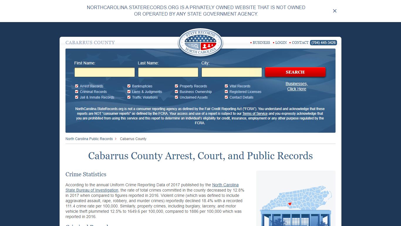 Cabarrus County Arrest, Court, and Public Records
