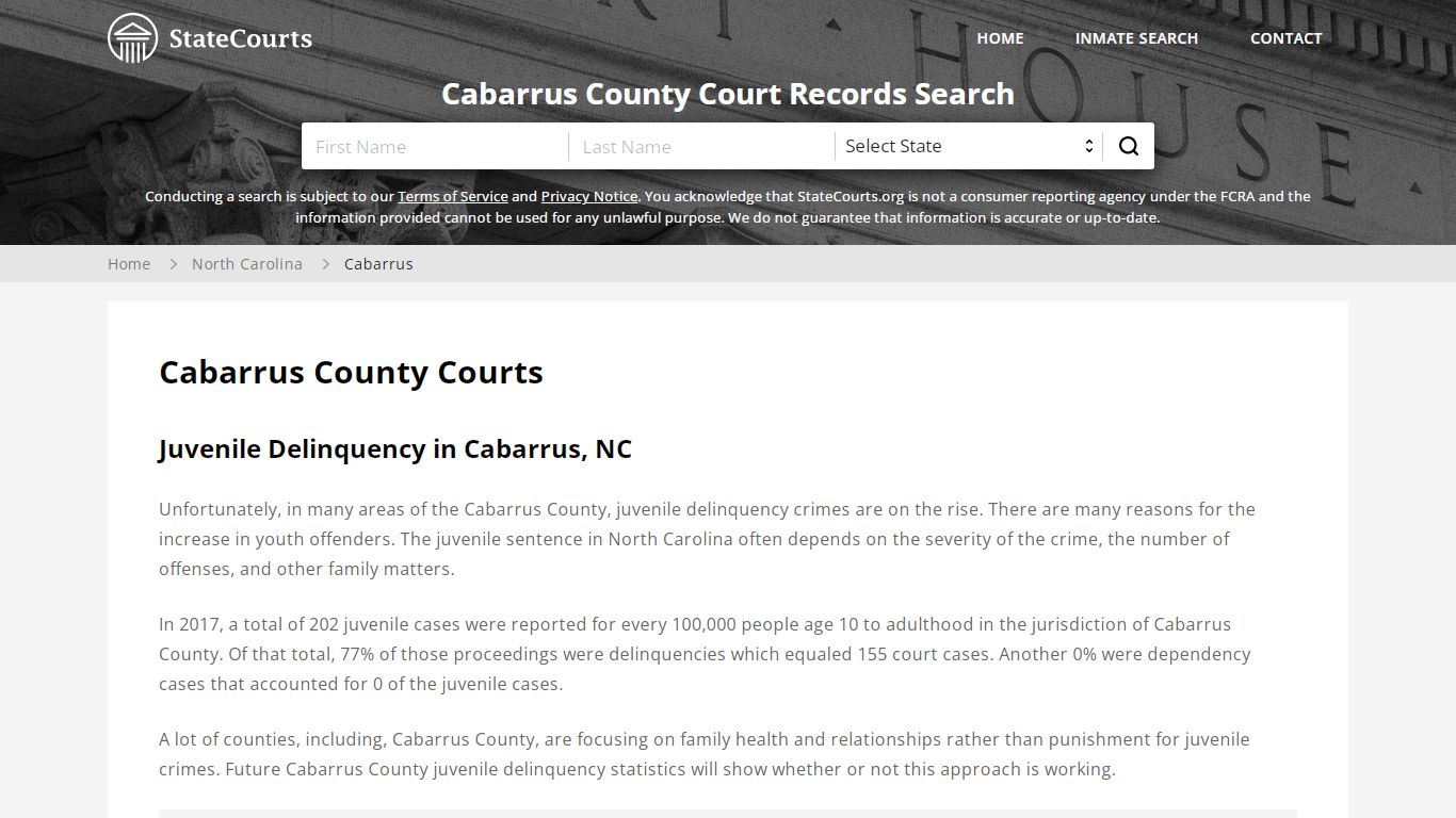 Cabarrus County, NC Courts - Records & Cases - StateCourts