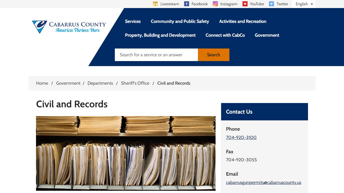 Civil and Records Cabarrus County