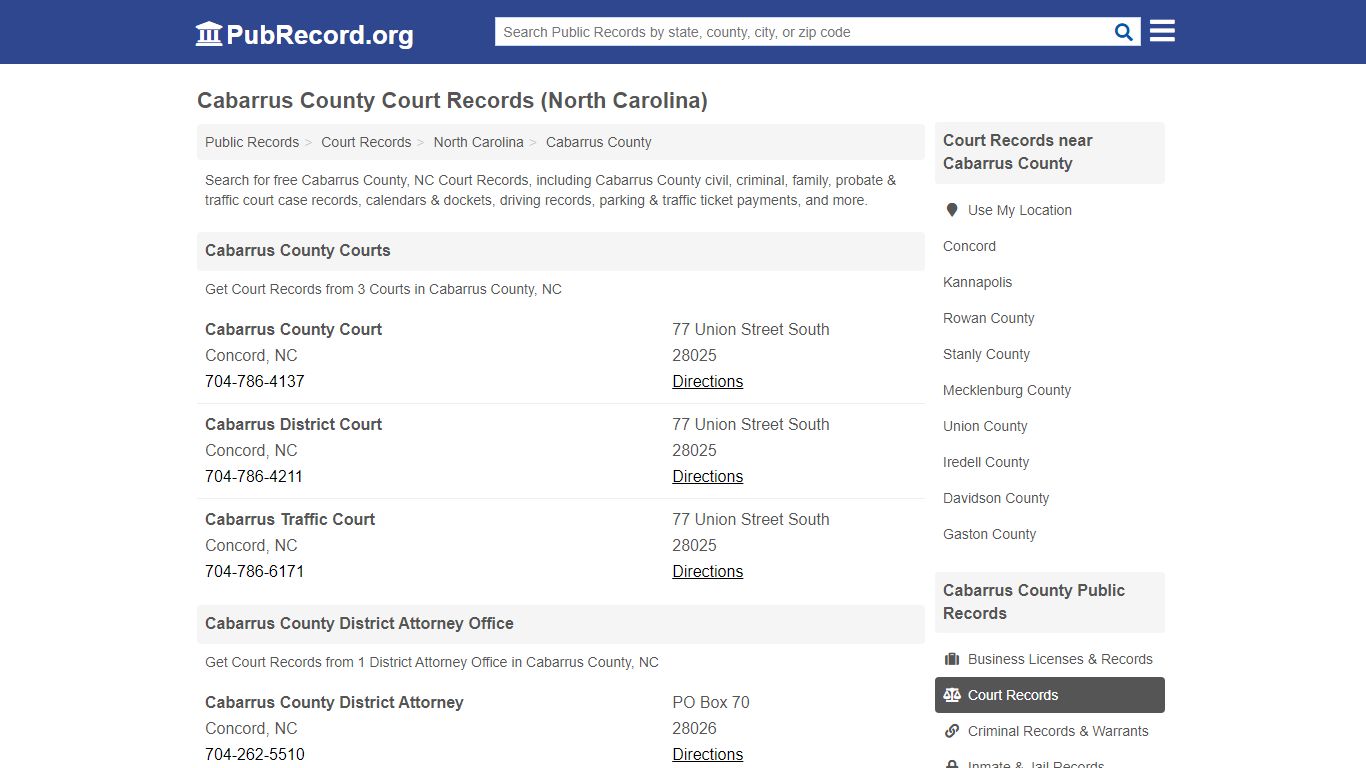 Cabarrus County Court Records (North Carolina) - PubRecord.org